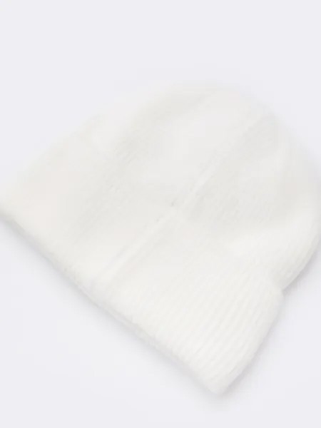 Вязаная шапка-бини с отворотом и тёплой подкладкой из флиса