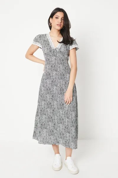 Платье миди косого кроя с кружевной отделкой Dorothy Perkins, мультиколор