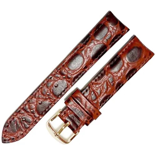 Ремешок 1808-02-6-2 П Pandora Рыжий коричневый кожаный ремень 18 мм для часов наручных из кожи натуральной мужской аллигатор