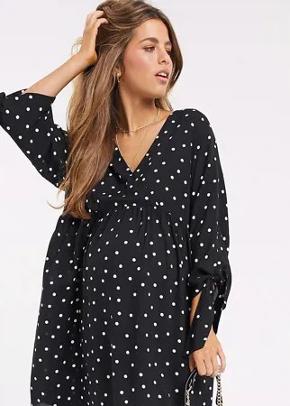 Повседневное платье мини в горошек с запахом ASOS DESIGN Maternity-Мульти