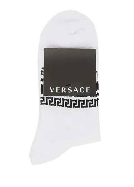 Белые женские носки из жаккарда с логотипом Versace