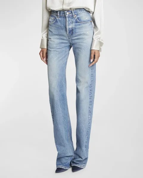 Длинные прямые джинсы из денима Saint Laurent, цвет Sanguine