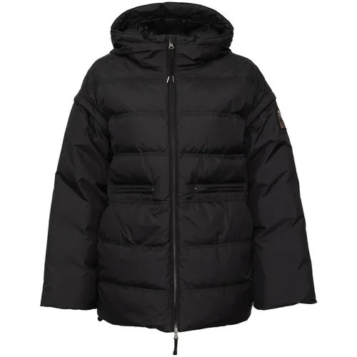 Пуховик Parajumpers, средней длины, силуэт свободный, карманы, капюшон, стеганый, размер 46, черный