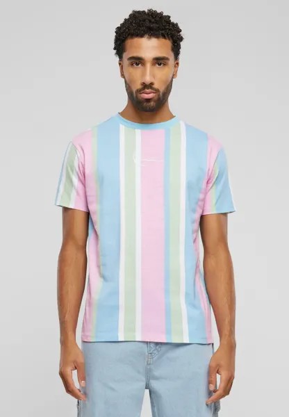 Футболка с принтом SMALL SIGNATURE STRIPE Karl Kani, цвет light blue rose light mint