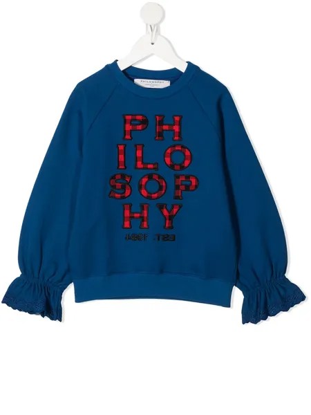 Philosophy Di Lorenzo Serafini Kids футболка с нашивкой-логотипом в клетку гингем