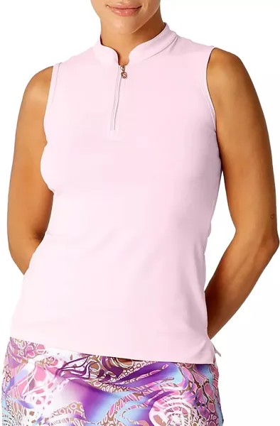 Sofibella Женская рубашка без рукавов на молнии 1/4 с воротником-стойкой
