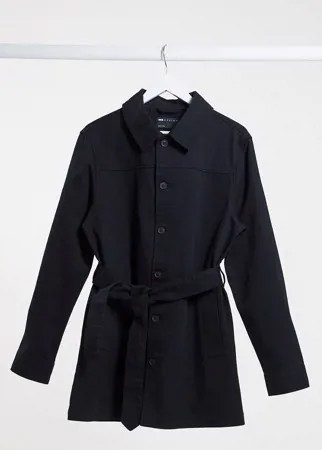 Черная однобортная джинсовая куртка ASOS DESIGN-Черный