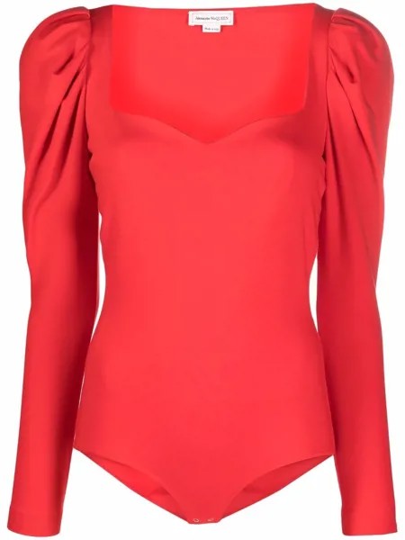 Alexander McQueen ruched sweetheart-neck bodysuit