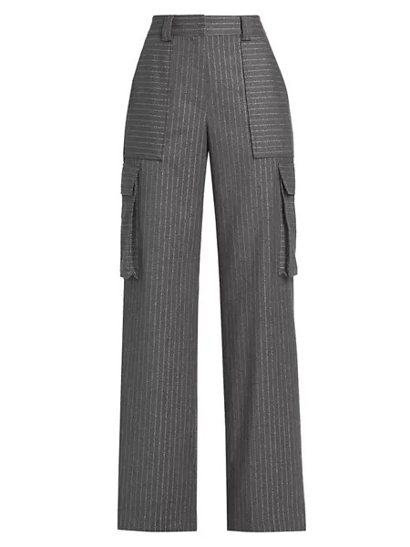 Брюки-карго Noa в тонкую полоску Ramy Brook, цвет charcoal lurex pinstripe