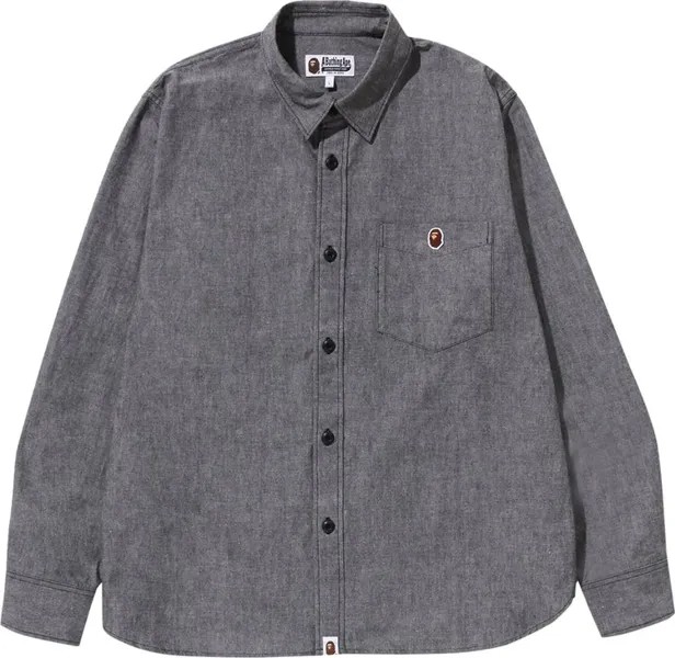 Рубашка BAPE One Point Relaxed Fit Chambray Shirt 'Black', черный