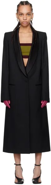 Черное пальто на одной пуговице Dries Van Noten