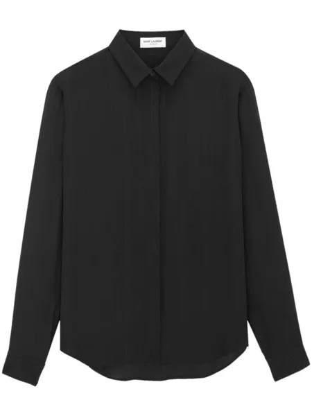 Saint Laurent шелковая рубашка в полоску, черный