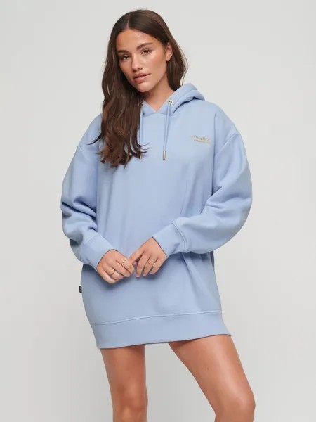 Платье-худи оверсайз с логотипом Essential Superdry, насыщенный синий