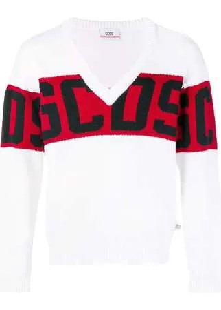 Gcds свитер с V-образной горловиной и логотипами