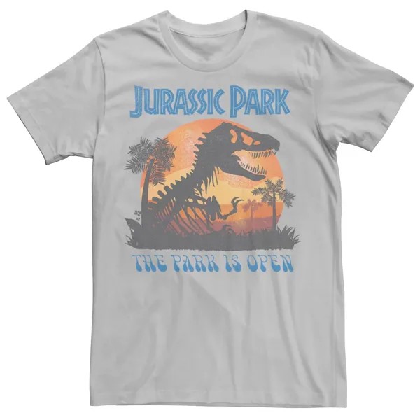 Мужская футболка с портретом «Парк Юрского периода T-Rex Sunset» Licensed Character, серебристый