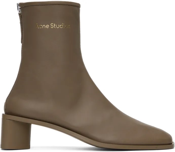 Серо-коричневые ботинки с фирменным логотипом Acne Studios