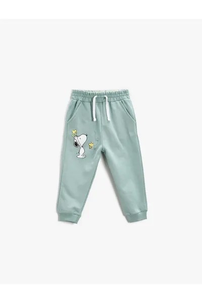 Спортивные брюки с завязками на талии и карманами с принтом Koton, бирюзовый