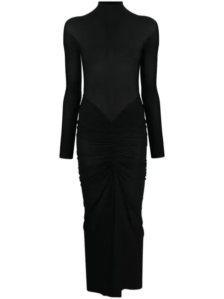 Alaïa платье макси из джерси со сборками, черный