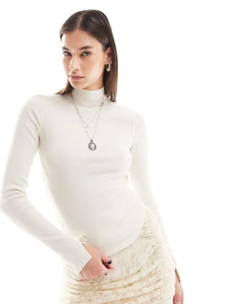 Укороченный топ с длинными рукавами Free People цвета слоновой кости