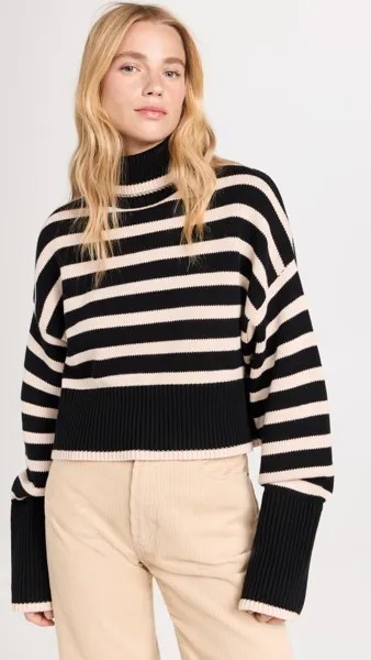 Свитер Denimist Cropped Sailor Stripe Turtleneck, черный