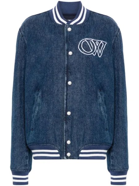 Off-White куртка с вышитым логотипом, синий