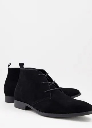 Черные ботинки чукка из искусственной замши ASOS DESIGN-Черный цвет
