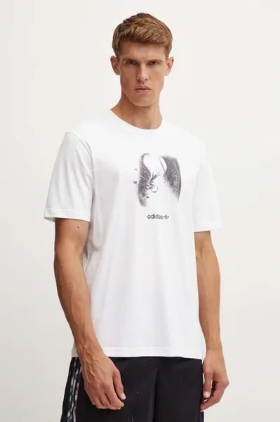 Хлопковая футболка adidas Originals, бежевый