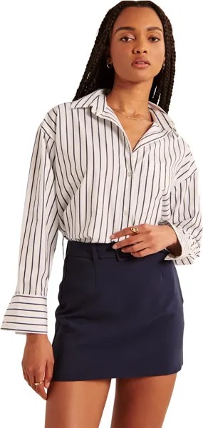 Рубашка из поплина оверсайз Abercrombie & Fitch, цвет Blue Stripe