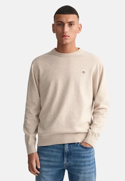 Свитер GANT Classic C Neck, светло-бежевый меланж