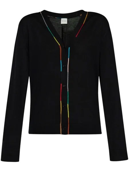 Paul Smith кардиган из мериносовой шерсти с контрастной отделкой, черный