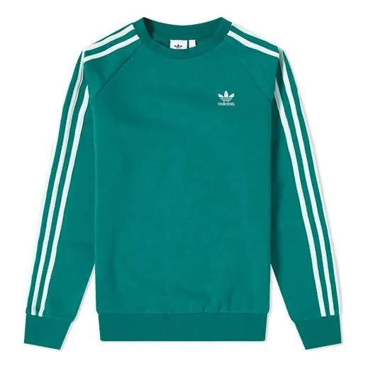 Толстовка adidas originals 3-Stripes Crewneck Sweatshirt For Men Green, зеленый