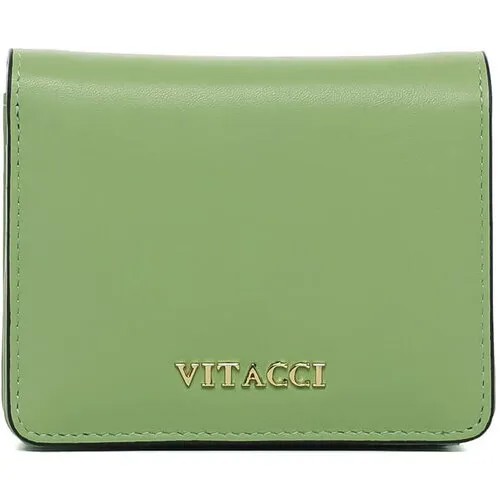 Кошелек VITACCI HS618-19P, натуральная кожа, на кнопках, на молнии, отделения для карт и монет, зеленый