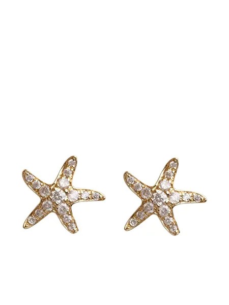 Annoushka серьги-гвоздики Starfish из желтого золота с бриллиантами