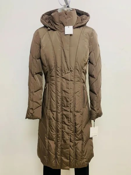 Calvin Klein NWT Truffle Brown Зимняя пуховая парка теплая женская куртка с капюшоном размер XXS