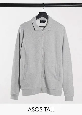 Серая меланжевая куртка-харрингтон из трикотажа ASOS DESIGN Tall-Серый
