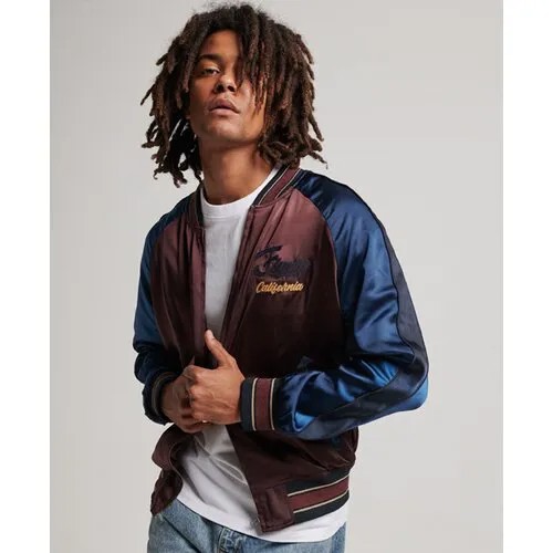 Бомбер Superdry, размер S (46), красный, синий