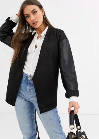 Черный пиджак с рукавами из искусственной кожи French Connection-Черный цвет