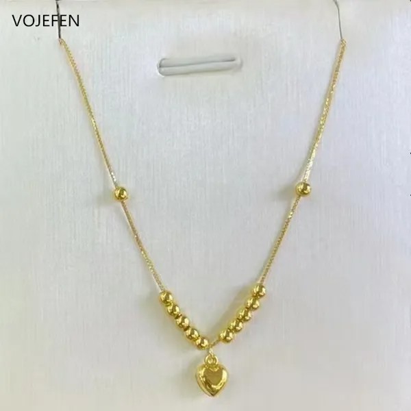 VOJEFEN 18k золотое ожерелье с бусинами и подвесками в форме сердца ожерелье-чокер для женщин модные ювелирные изделия цепи на шею эффектное оже...