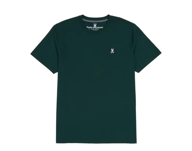 Классическая мужская футболка с круглым вырезом Psycho Bunny Forest Green B6U014U1PC-FORES, зеленый