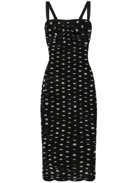 Dolce & Gabbana платье мини из тюля в горох, черный