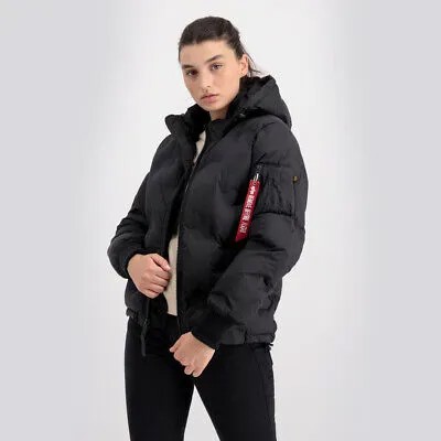 Alpha Industries Wmns Пуховик с капюшоном и логотипом Женское черный