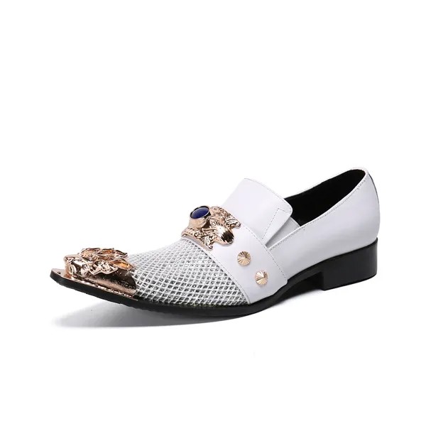 Официальная обувь мужская кожаная обувь с железным носком chaussure homme Белая обувь заостренная Мужская обувь мужские лоферы на высоком каблуке