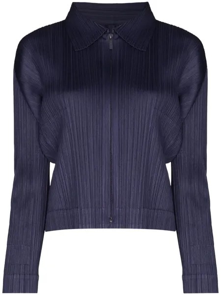 Pleats Please Issey Miyake рубашка поло на молнии с плиссировкой