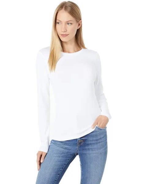 Футболка Lilla P 1x1 Rib Long Sleeve Crew Neck, белый