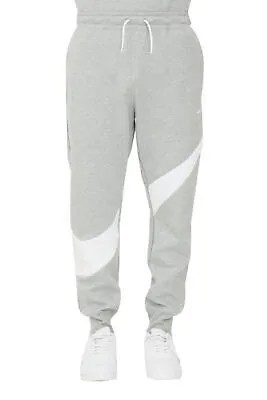 Мужские флисовые брюки Nike серого/белого цвета Swoosh Tech Fleece