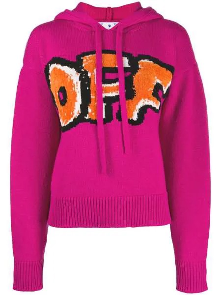 Off-White худи с логотипом вязки интарсия