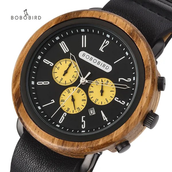 BOBO BIRD деревянные часы для мужчин 2020 Новый секундомер ручной работы Мужские кварцевые наручные часы для женщин и мужчин деревянная коробка д...