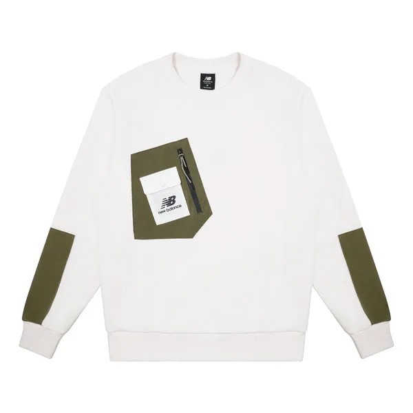 Толстовка New Balance Pocket Splicing Knit Sports Round Neck Pullover Couple Style White, белый