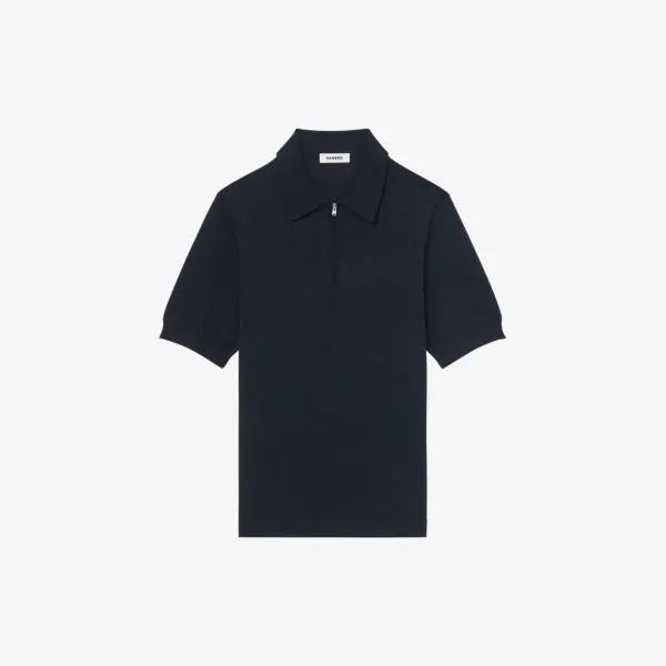 Рубашка-поло из эластичной ткани на молнии Sandro, цвет bleus