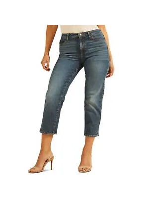 GUESS Женские синие укороченные прямые джинсы с высокой талией и карманами на молнии 28